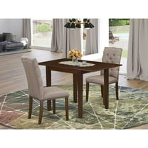 East West Furniture Norden 3-piece Wood Dining Set in Mahogany/Dark Khaki