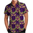 thumbnail image 1 of Mens Casual Botón Arriba Camisas Manga Corta Estampado de Carnaval Cuello Cubano Línea Mirar Verano, 1 of 8
