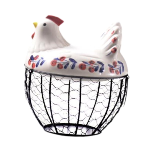 Cesta de alambre de Metal para huevos, cesta de almacenamiento de cocina con tapa y asa, contenedor para huevos, soporte para mesa de comedor de casa