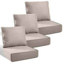 PARKWELL Outdoor Deep Seat Cushion Set, 24 x 24, Water Repellent, Fade Resistant, 6" Thicken Deep Seat Bottom and Back Cushion for Chair, Sofa, and Couch, Beige (6-Piece)