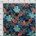 thumbnail image 3 of oneOone Polyester Spandex Aqua Blue Fabric Abstract Floral Craft Projects Decor Fabric Printed By The Yard 56 Inch Wide, 3 of 4