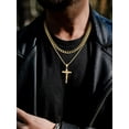 thumbnail image 4 of FaithHeart Layered Cross Necklace for Men Gold Plated Stainless Steel Cuban Curb Link Chain Crucifix Pendant Necklaces Set Christian Church Religious Jewelry Fathers Day Gifts for Son 20 inch, 4 of 10