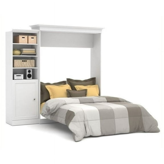 Bowery Hill 92'' Queen Wall Bed with Door Storage Unit in White