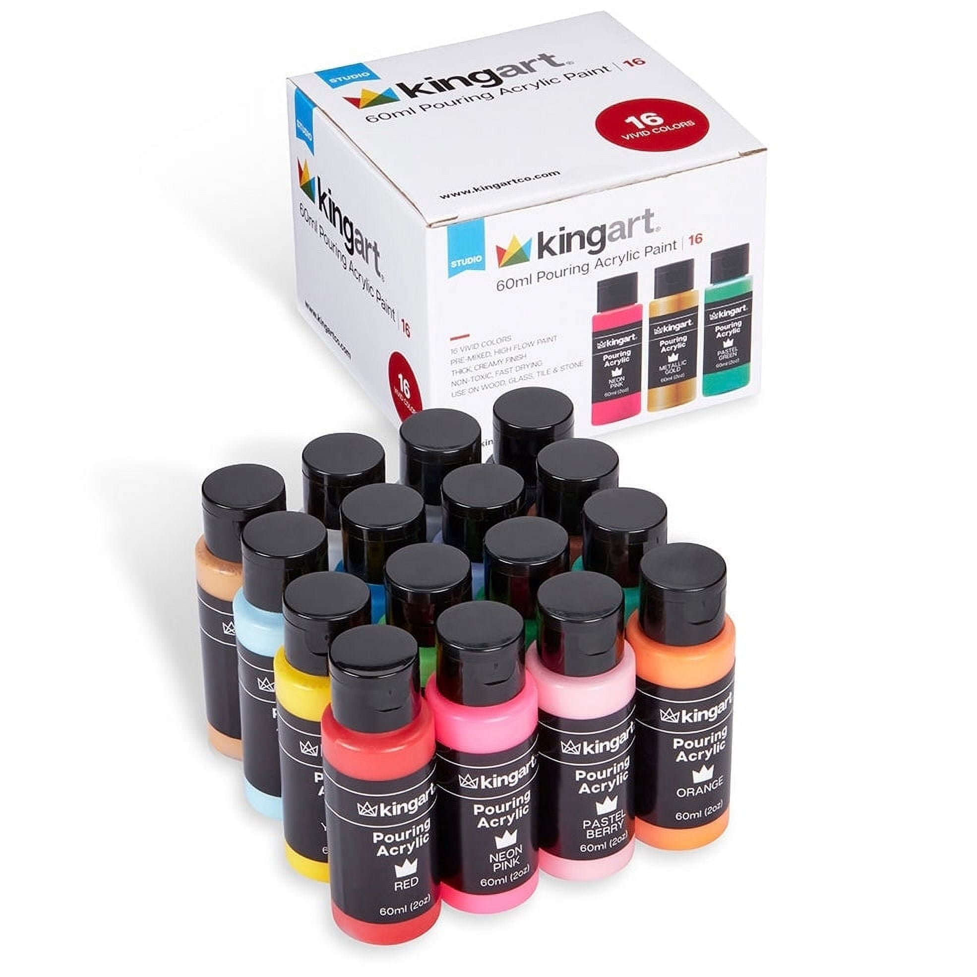 KINGART 25-Piece Paint Brush Set - Assorted Brushes For Acrylic, Oil, Watercolor, Crafts & More
