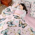 thumbnail image 4 of Castle Fairy Gradient Butterflies 7-Piece Twin Bedding Sets for Teens Girls Boys,Floral Flower Bedding Comforter Set,Abstract Watercolor Breathable Sheet Sets,Luxury Bedroom Decor, 4 of 8