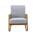 thumbnail image 4 of Accent Rocking Chair, Mid-Century Nursery Rocking Armchair, Tall Back Accent Glider Rocker, Leisure Sofa Chair with Solid Wood Frame, Comfy Side Chair for Living Room, Nursery, Light Gray Linen, 4 of 7