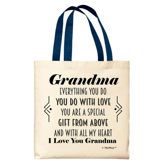ThisWear Gifts for Grandma Grandma You Are A Special Gift From Above Poem Navy Handle Canvas Tote Bag