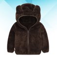 thumbnail image 3 of EeaseMX Abrigo de peluche con capucha para bebé, cálido abrigo de invierno de felpa para bebé (café oscuro, 110 cm de altura), 3 of 8