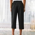 thumbnail image 4 of Endives Women's Linen Pants Petite Summer Cotton Linen Straight Leg Cropped Pants With Pockets, 4 of 5