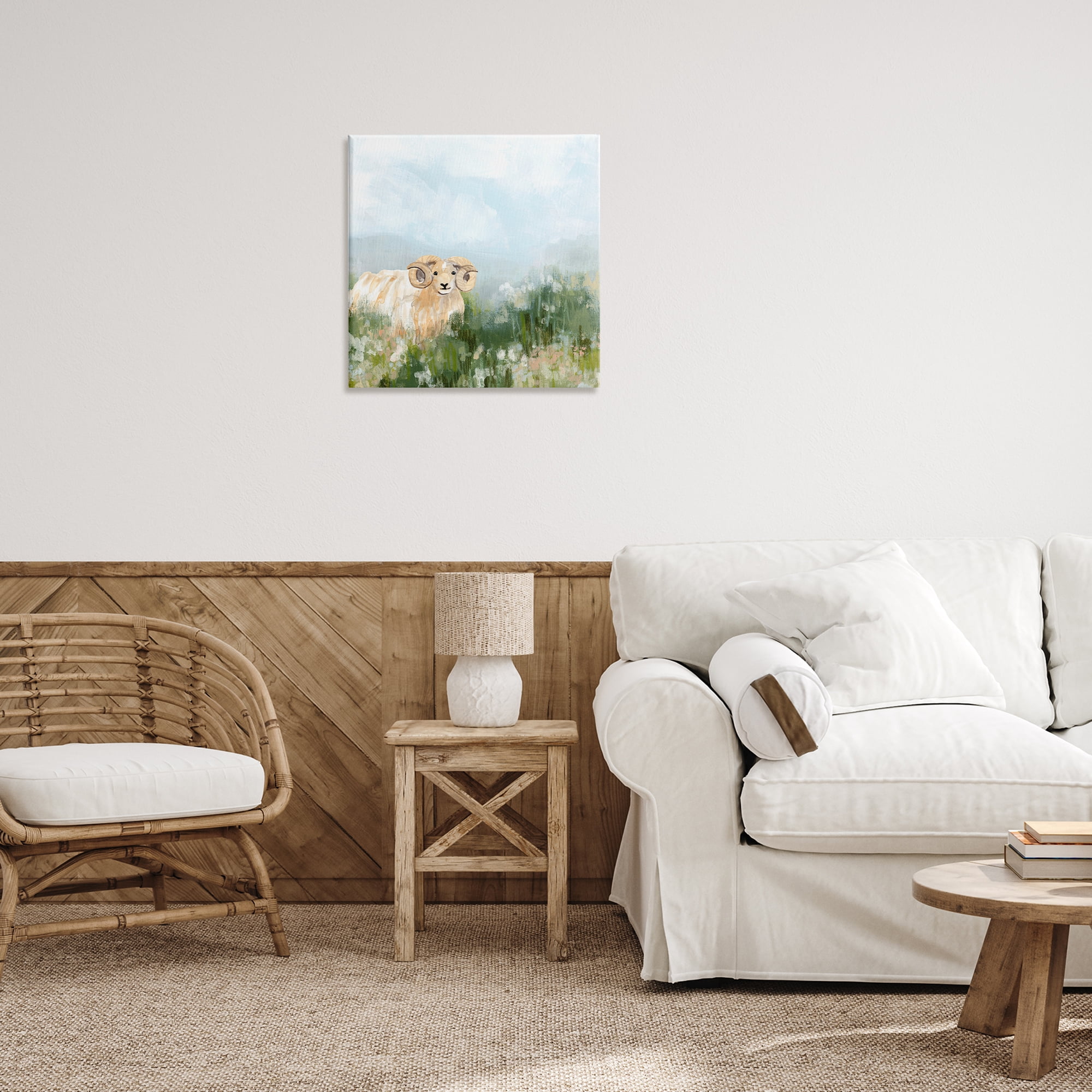 Stupell Industries Traditional Country Goat Animals & Insects Painting Gallery Wrapped Canvas Art Print Wall Art, 24 x 24