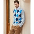 thumbnail image 4 of Kallspin Men's Argyle Crewneck Knit Sweater Wool Blend Long Sleeve Pullover Sweaters(Light Gray,2X-Large), 4 of 7