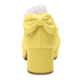 thumbnail image 3 of YOWMNS Womens Platform Mary Jane Shoes Ankle Strap Kawaii Block Mid Thick Heel Pumps With Bow and Lace (Yellow, 6.5), 3 of 5