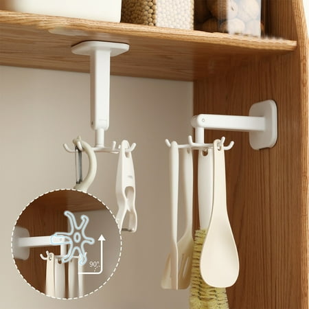 

Teissuly Swivel Hooks Kitchen Wall Mounted Six Claw Rack No Hole Spatula Spatula Spoon Kitchenware Hooks Load Bearing Strong Space Saving