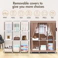 thumbnail image 3 of Non-Woven Fabric Closet Organizers and Storage with Cover, Portable Wardrobe Closet Storage, Dustproof Clothing Rack Shelf, Beige, 3 of 11