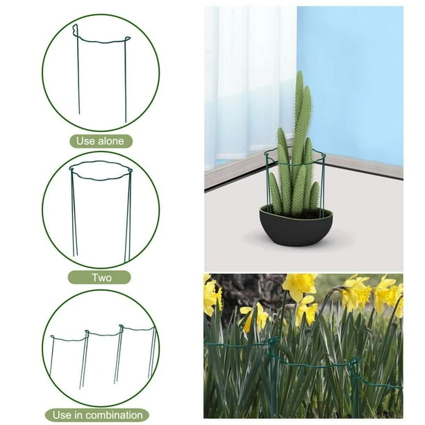 Plant Support Stakes Ring Cage Metal Garden Plant Stake Green Half Round Plant Support Ring