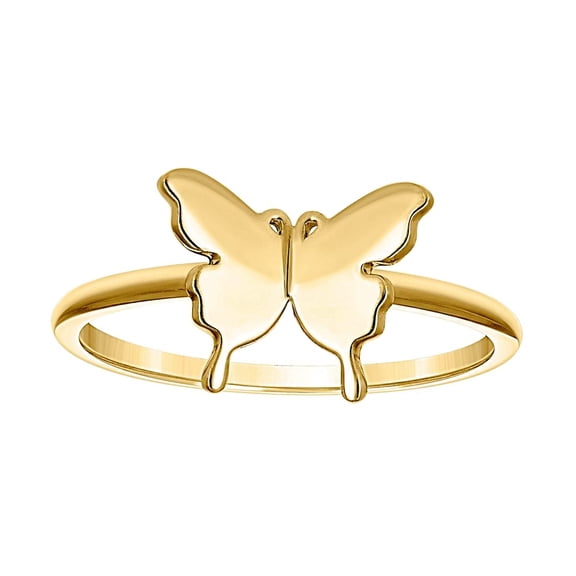 10k Yellow Gold Womens Butterfly Angel Wings Ring 8.7x1.2mm Wide Ring for Women - 1.5 Grams