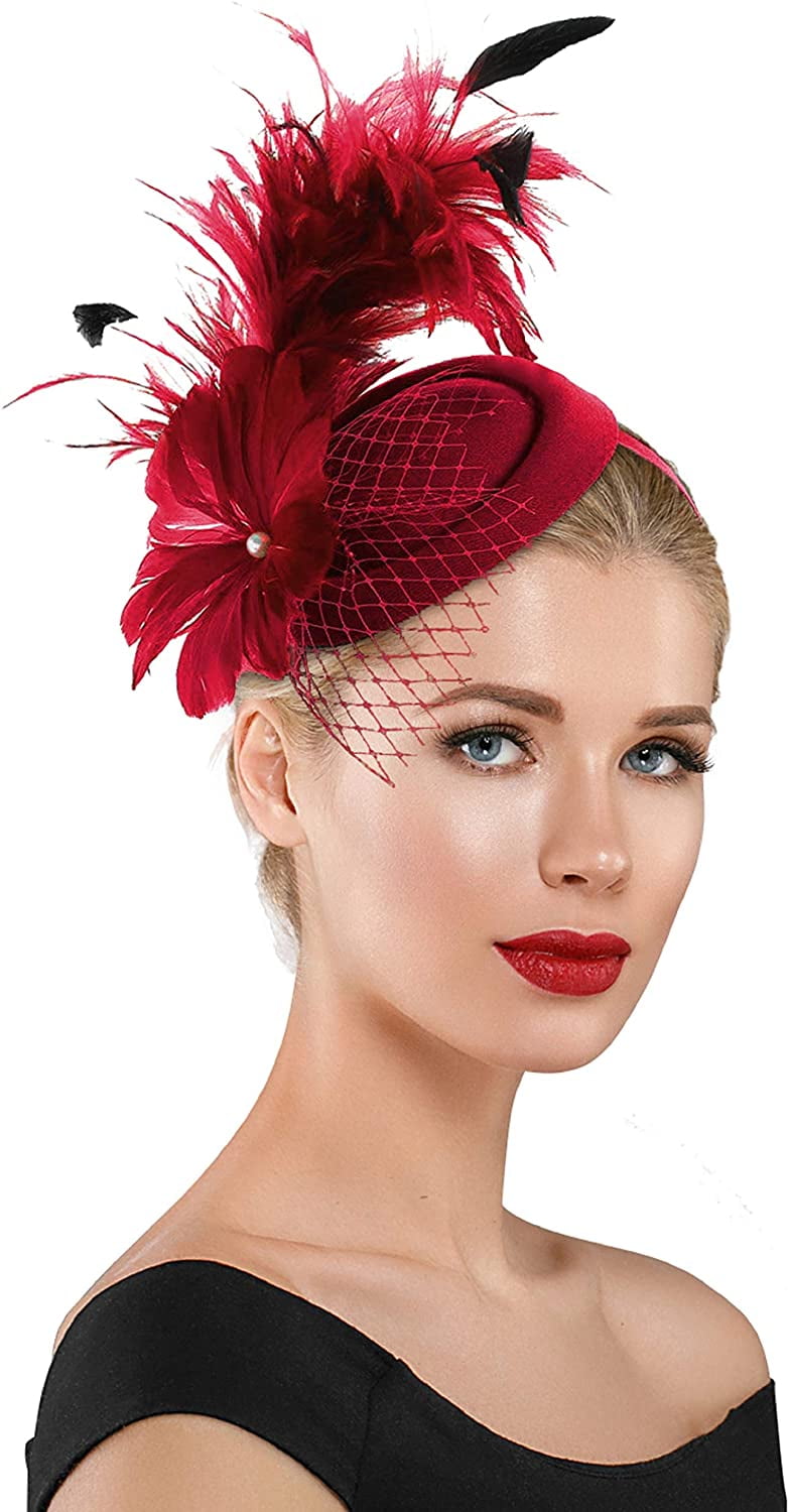 Fascinator Hats for Women Pillbox Hat 