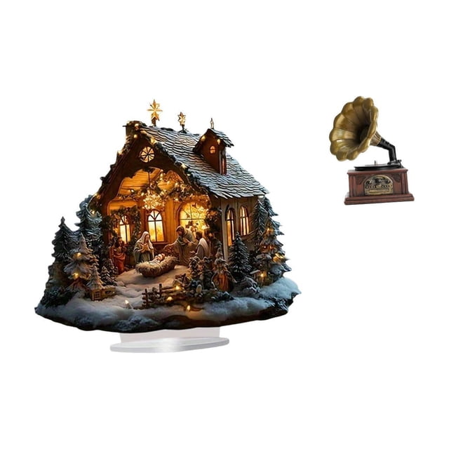 Escultura de belén, adorno de acrílico, figura de resina, estatua vintage, coleccionable, hecha a mano, decoración de mesa con base estable, adecuada