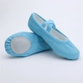 thumbnail image 5 of ZACPNCV Ballet Shoes for Toddler Girls Cute Bow Canvas Dance Slippers Soft Stretch Split Sole No-Tie Yoga Gymnastics Shoes Blue, 5 of 9