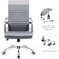 thumbnail image 6 of SEEKOL Ribbed Office Desk Mid Back Computer Chair Height Adjustable Conference Executive Task Swivel PU Leather Grey, 6 of 8