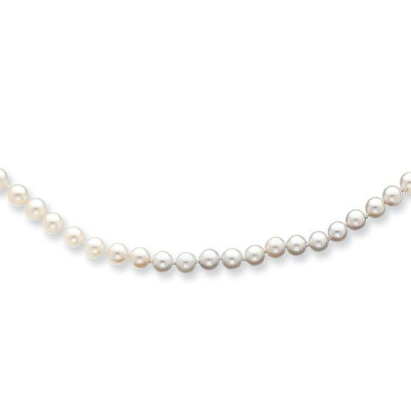 14k 5-6mm Round White Saltwater Akoya Cultured Pearl Necklace