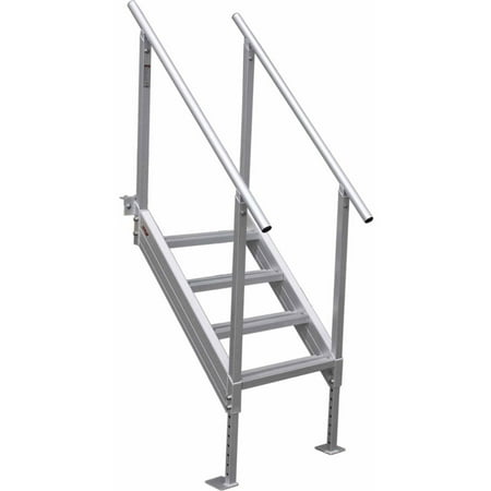 Aluminum 12 Volt Outdoor Step - Extreme Max 3005.3843 Universal Mount Aluminum Dock Stair - 4-Step