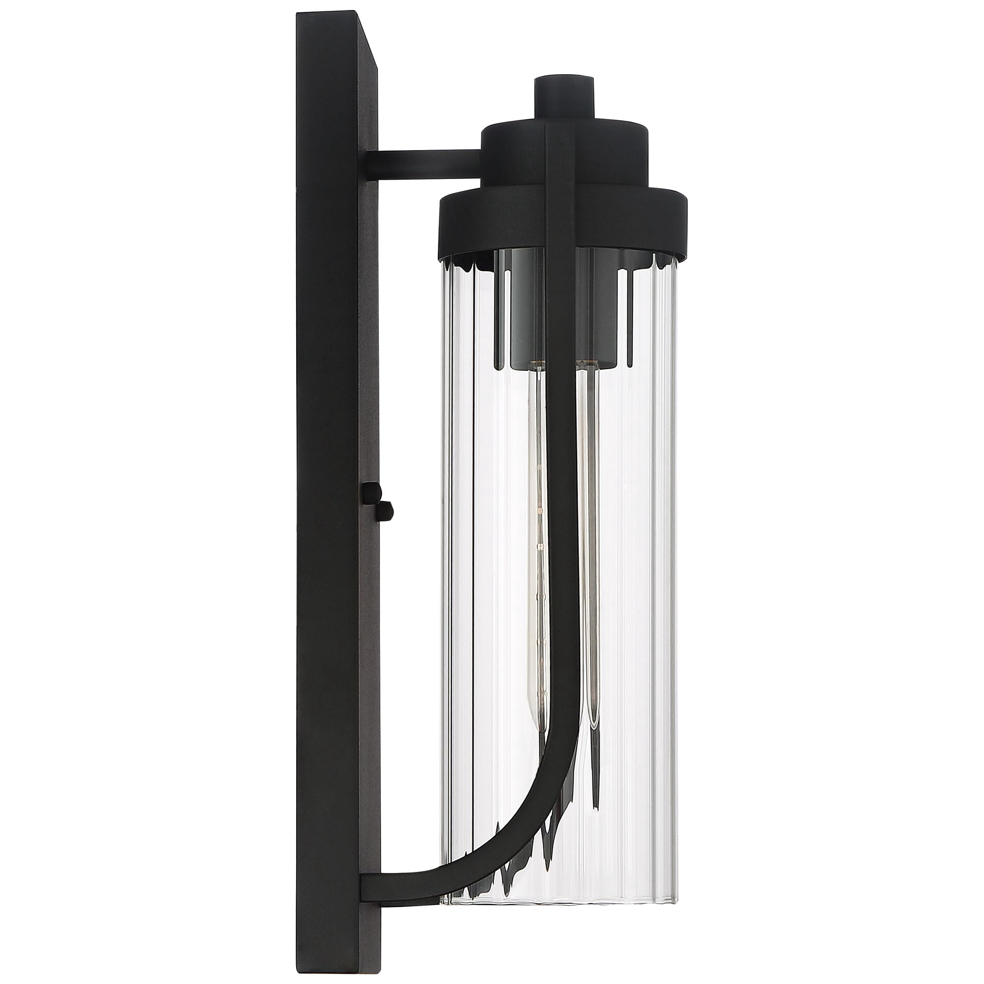 Possini Euro Design Bogata Modern Outdoor Wall Light Fixture Textured Black 15 1/2" Clear Ribbed Glass for Post Exterior Barn Deck House Porch Yard