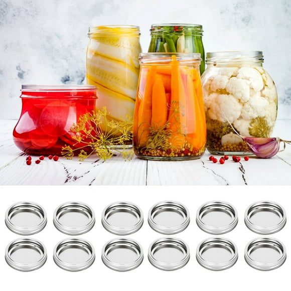 Canning Lids, 12pcs SplitType Jar Lid, Canning Lid Lids Bands Regular Wide Mouth Stainless Steel Mason Jar SplitType Lids to Store Spices Candies Biscuits Cereals Dishwasher