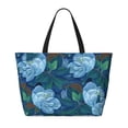 thumbnail image 2 of PAYOHTO Magnolia FlowerBlue Large Beach Tote Bags for Womens Mens Sandproof Swim Pool Bag with Zipper for Travel Vacation, 2 of 7