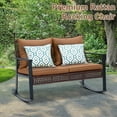 thumbnail image 6 of Ainfox Outdoor Patio Furniture Rocking Loveseat, Wicker Rattan Sofa,Brown, 6 of 9