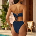 thumbnail image 4 of Women's Textured Bikini Swimsuit Two Piece Strapless Bandeau Cheeky Bathing Suits Navy XL, 4 of 4