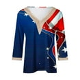 thumbnail image 5 of 4th of July Shirts Women, AKOEE Cotton T Shirts Plus Size Loose V Neck Tops Hollow Out Lace Trim Festive Tees (X-Large, Red 04), 5 of 5