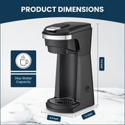 CULINARY CHEF 2-in-1 Single Serve K Cup Coffee Maker with Reusable Stainless Steel Mesh Grounds Pod, Optimal Brew Temperature for Hot, French, Italian, or DIY Iced Blends, Black