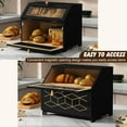 thumbnail image 3 of Double Layer Bread Box with Golden Trim for Kitchen Countertop, Wooden Bread Container for Kitchen Counter, Corner Bread Storage for Homemade Bread, 3 of 6