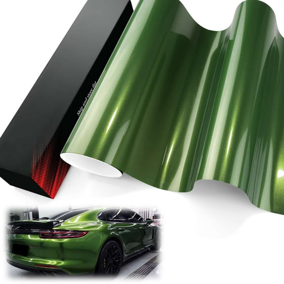 PET Liner Vinyl Super Gloss Metallic Mamba Green Automotive Wrap Car Vehicle Bubble Free Air Release