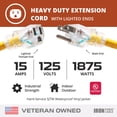 thumbnail image 3 of Iron Forge Cable Outdoor Extension Cord 75 Ft - 10 Gauge Heavy Duty Extension Cord, 15 AMP, 10/3 Yellow Power Cable SJTW Weatherproof with 3 Prong, 3 of 8