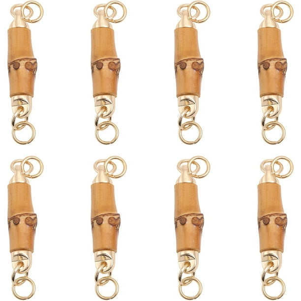 8 conectores de bambú con herrajes de aleación dorada para accesorios de creación de bolsos DIY, color marrón arena