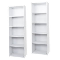 XgoodX 2 PCS 5-Tier Bookcase 52" Open Shelf Bookshelf Display Storage Shelf White