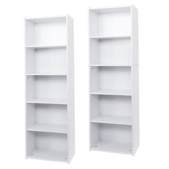 XgoodX 2 PCS 5-Tier Bookcase 52" Open Shelf Bookshelf Display Storage Shelf White