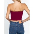 thumbnail image 4 of A2Y Women's Basic Sexy Cute Tube Strapless Cotton Tank Top Burgundy M, 4 of 4