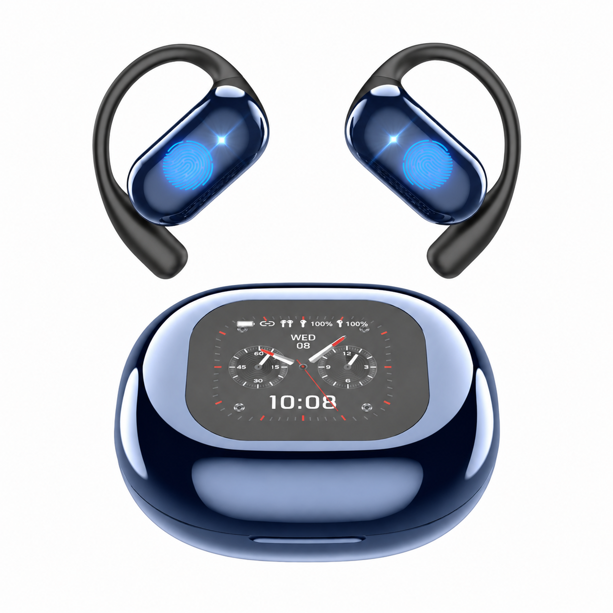 ETEPEHI Wireless Earbuds, Bluetooth 5.4 Open Ear Earbuds with Full-Color LCD Touchscreen Charging Case, 48H Playtime, Bluetooth Headphones for Running Workout Sports