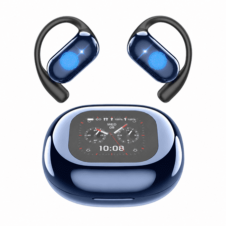ETEPEHI Wireless Earbuds, Bluetooth 5.4 Open Ear Earbuds with Full-Color LCD Touchscreen Charging Case, 48H Playtime, Bluetooth Headphones for Running Workout Sports