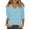 225# Blue, variant on DENGDENG 3/4 Sleeve Tee Shirts for Women Cotton Elbow Sleeve V-Neck Tops Petite Casual Summer Blouses Fashion 2025 Three Quarter Length Shirts Petite Solid Color Clothes Blue L