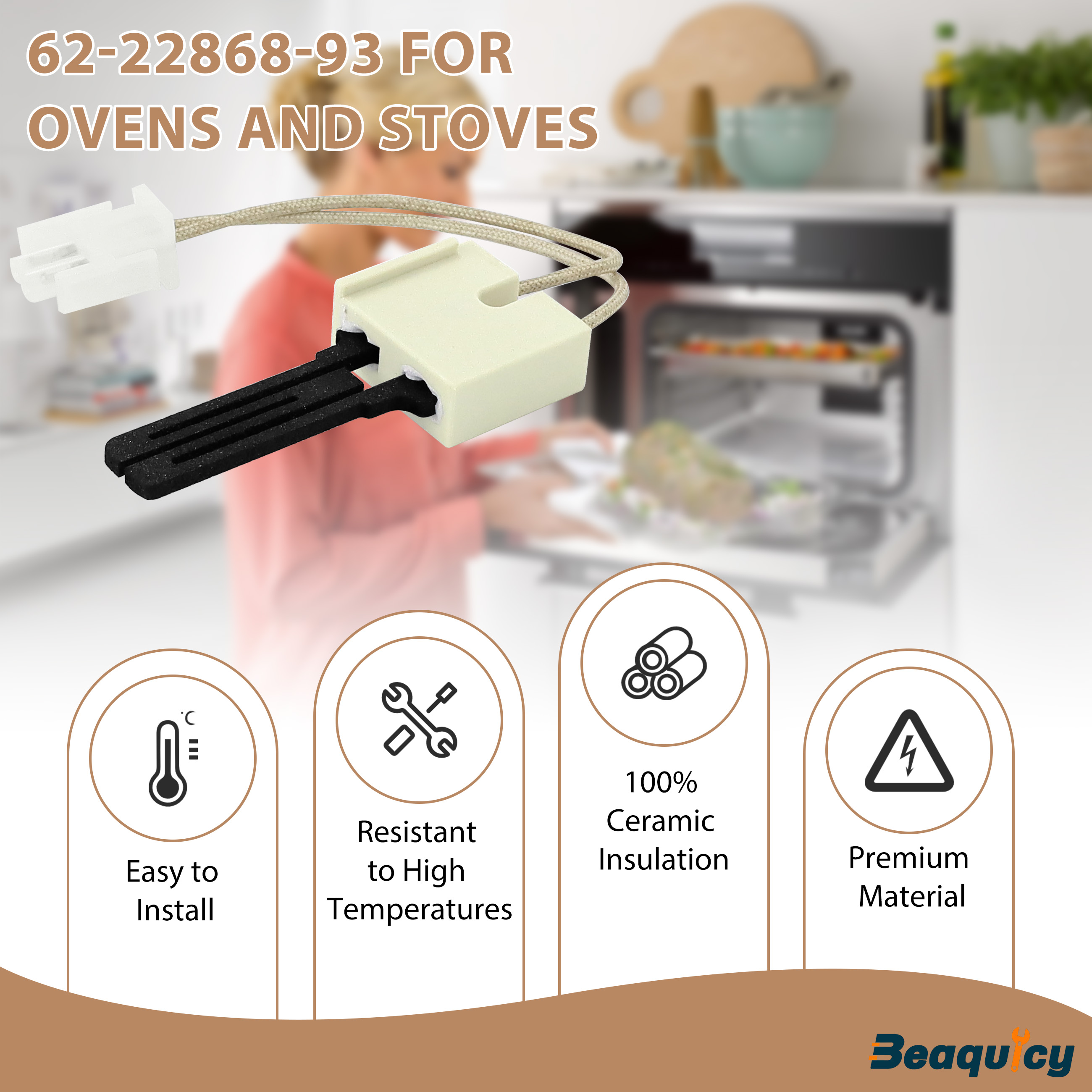 Beaquicy 62-22868-93 Furnace Ignitor Igniter Weather King 62-22868-02, 62-22868-82, 62-22868-93, 62-22441-01