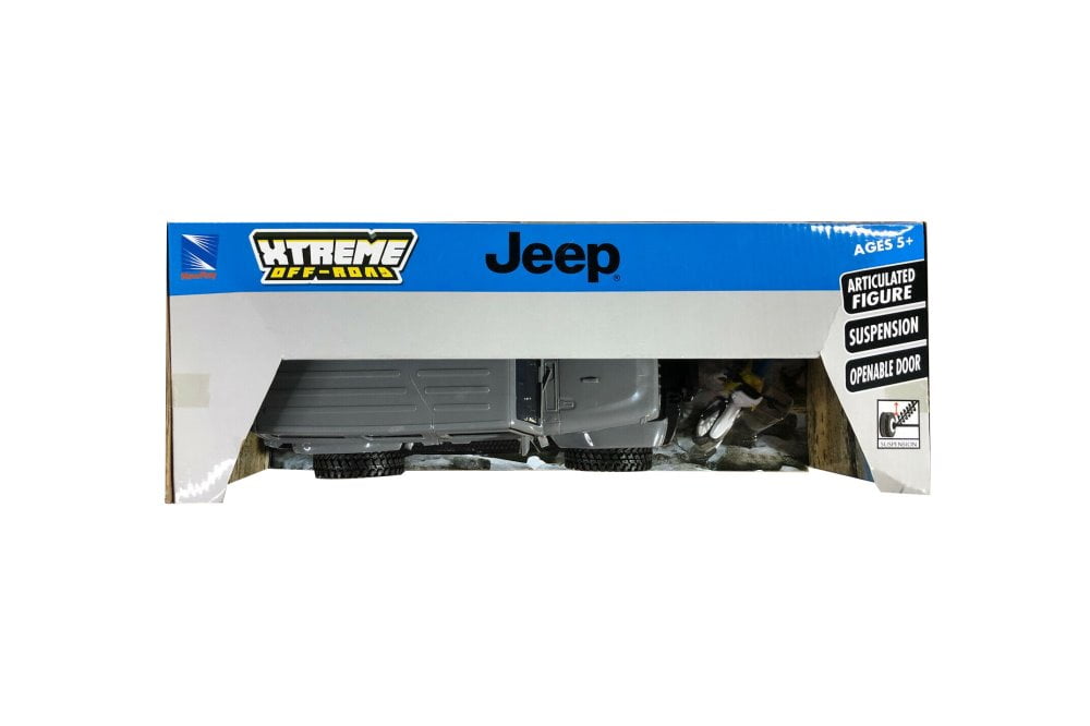 Jeep Wrangler Sahara w/ Dirt Bike and Figurine, Gray - New Ray
