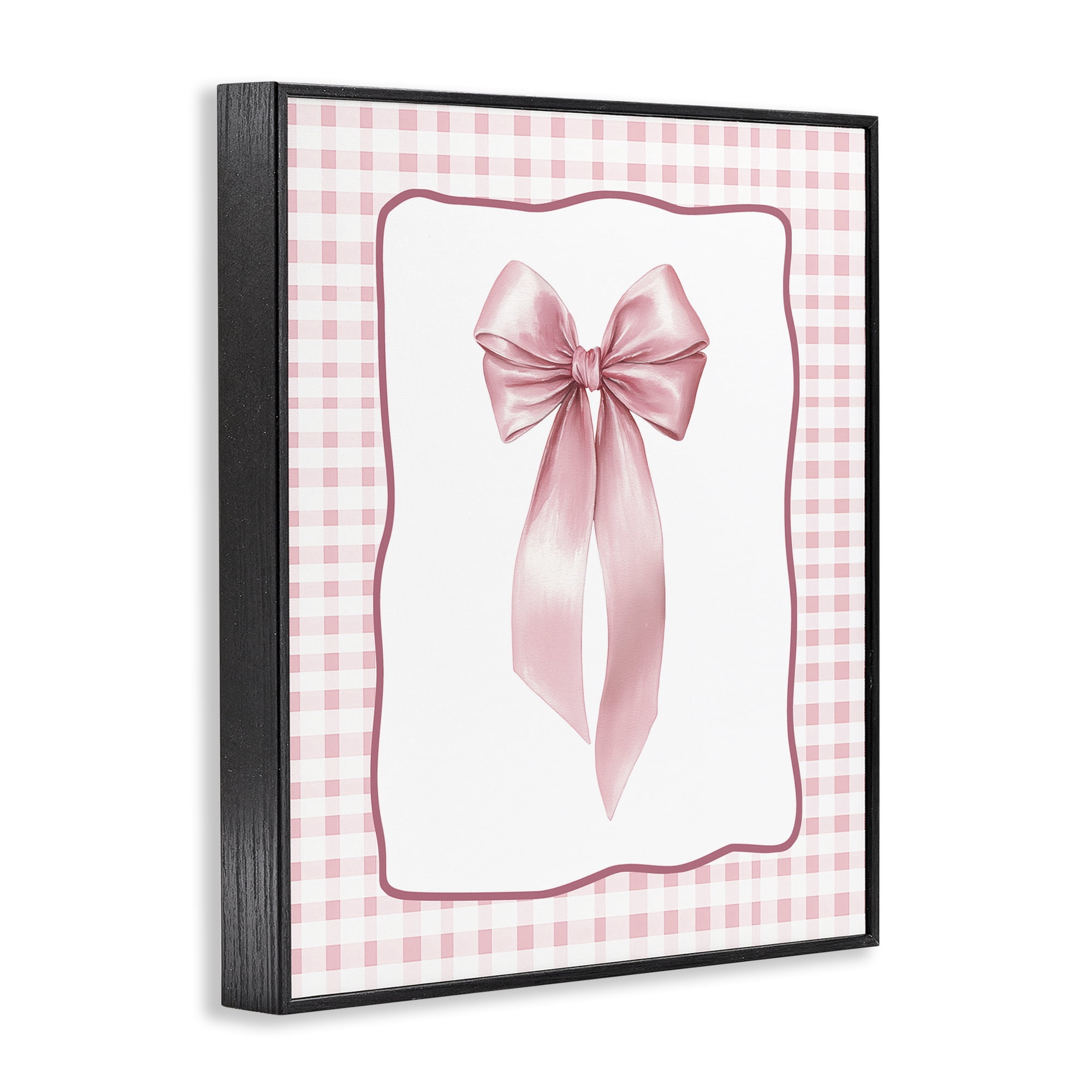 Stupell Industries Pink Gingham Ribbon Black Framed Giclee Art, design by Christine Simpson Art