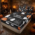 thumbnail image 3 of Erosebridal Spooky Animal Pumpkin Zipper Twin Comforter Sets with Fitted Sheet and 2 Pillowcases, Happy Halloween Zipper Bedding Set for Boys Girls, Black Orange White, Black Reversible, 3 of 7