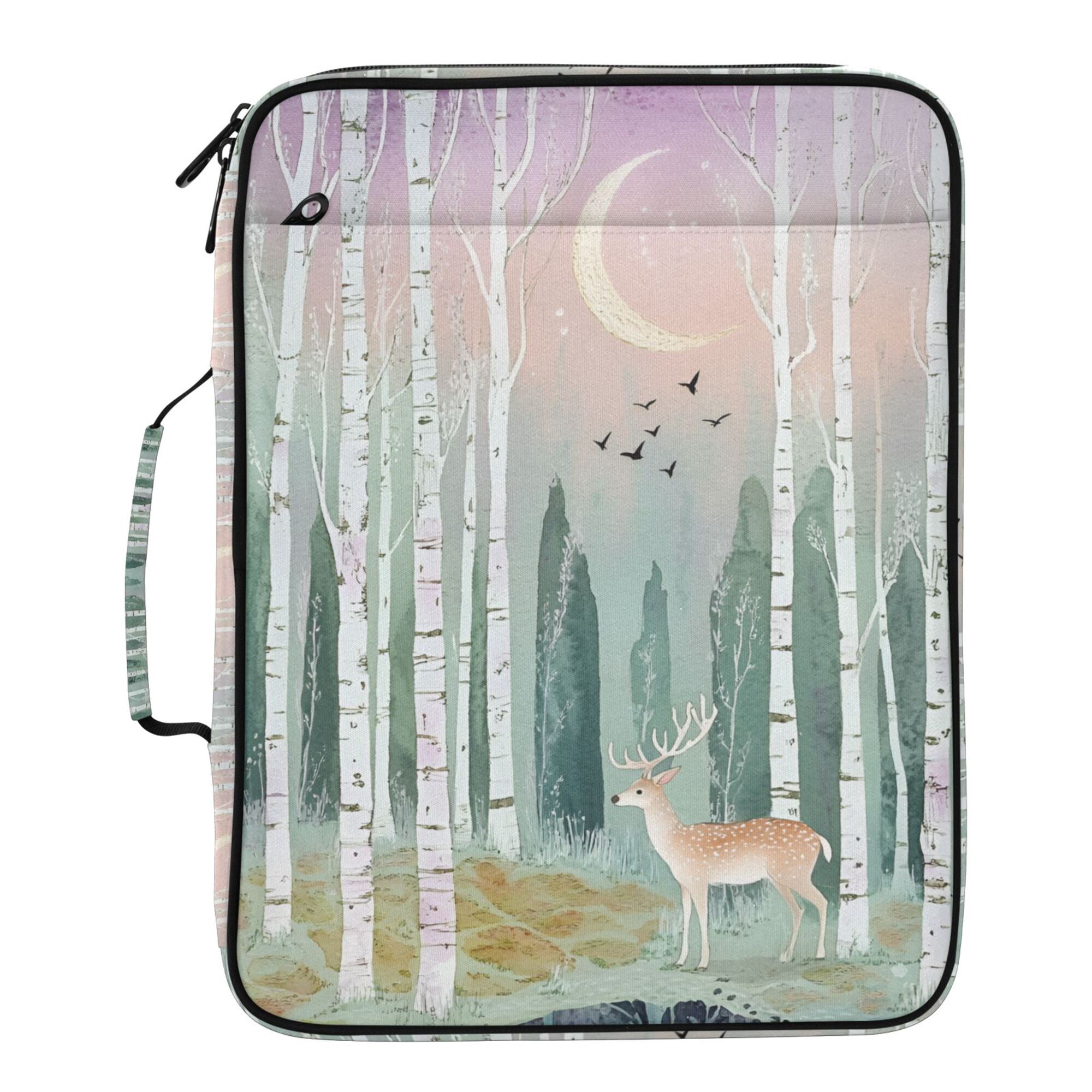 FORMRS Accordion File Folder A4 Size 7-Pocket Expanding Document Organizer Bag with 3 Ring Binder, Green Deer
