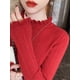 thumbnail image 4 of Suéter de cuello alto para mujer, moda 2024, nuevos tops elásticos con encuadernación, suéteres de punto para mujer, suéter de punto de manga larga con parte inferior, 4 of 5