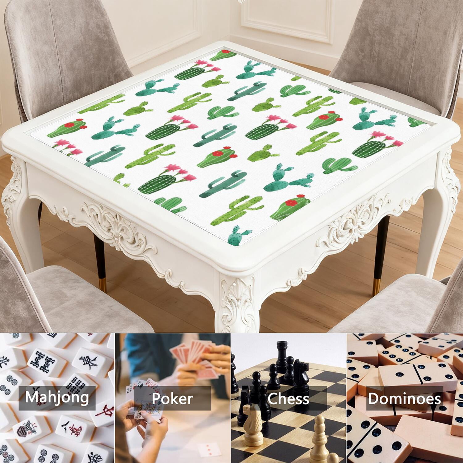 31.5 Inch Botanical Style Game Table Pad Crafted from Premium Rubber Material with Anti-Slip Grip Surface and Noise Dampening Features for Multi-Game Activities